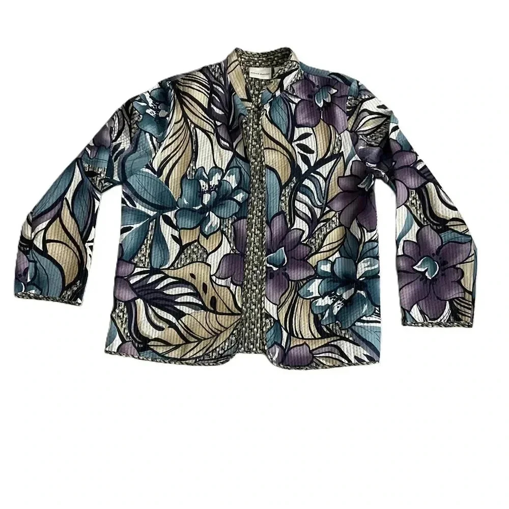 NWT Alfred Dunner Floral Pattern Long Sleeve Open Front Blazer Size 12